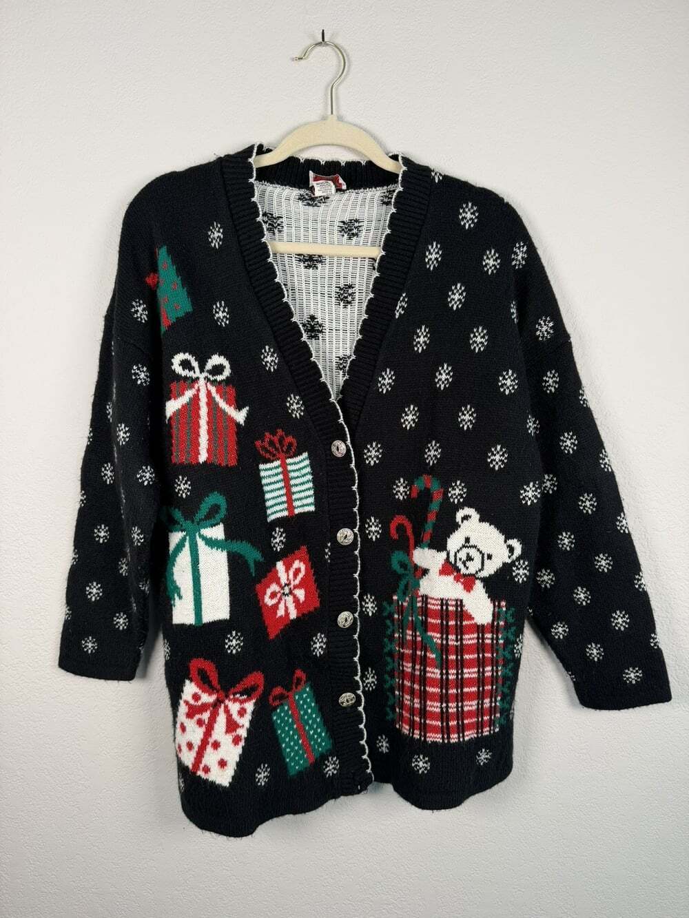 Vintage NUTCRACKER Ugly Christmas Xmas Women’s Sweater Cardigan black Medium